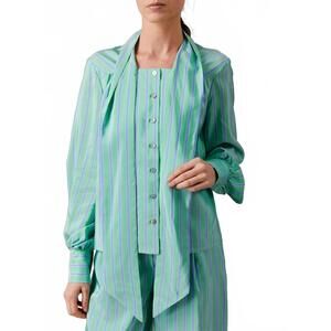 NEW THIERRY COLSON alba blouse in green/blue